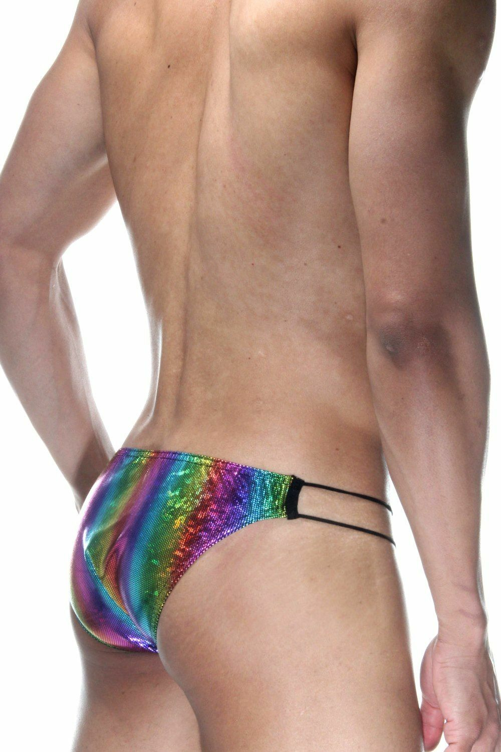 Радужные трусы-слипы с нитяным бочком (Размер: M) (Цвет: разноцветный)