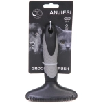 Расческа для вычесывания шерсти «ПРЕМИУМ - МОЙ БРО», прорезиненная ручка, цвет серый/черный, 12*16см