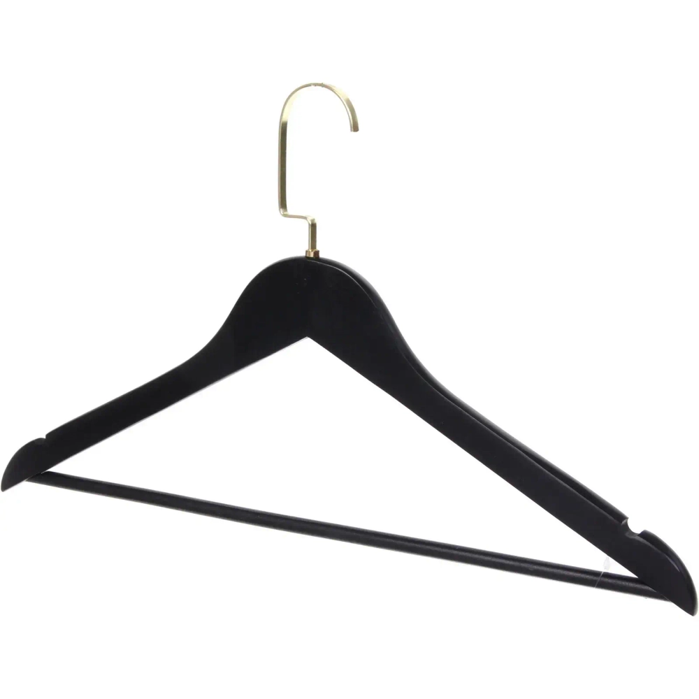 Плечики деревянные с выемками 1шт «ДОМания», цвет черный, поворотный крючок, 44*25см (Селфи)