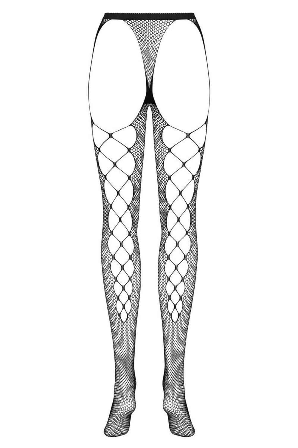 Эффектные стрип-панти в мелкую сеточку с плетением (Размер: S-M-L) (Цвет: черный)