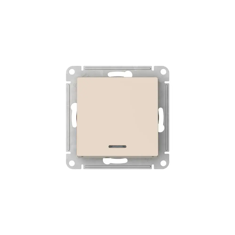 ATLASDESIGN 1-клавишный ВЫКЛЮЧАТЕЛЬ с подсветкой, сх.1а, 10АХ, мех., быстрозажим. клем., БЕЖЕВЫЙ