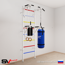 Шведская стенка Sv Sport усиленная 6711 (Турник стандарт/Брусья/Кольца/Цепь/Мешок 15кг)