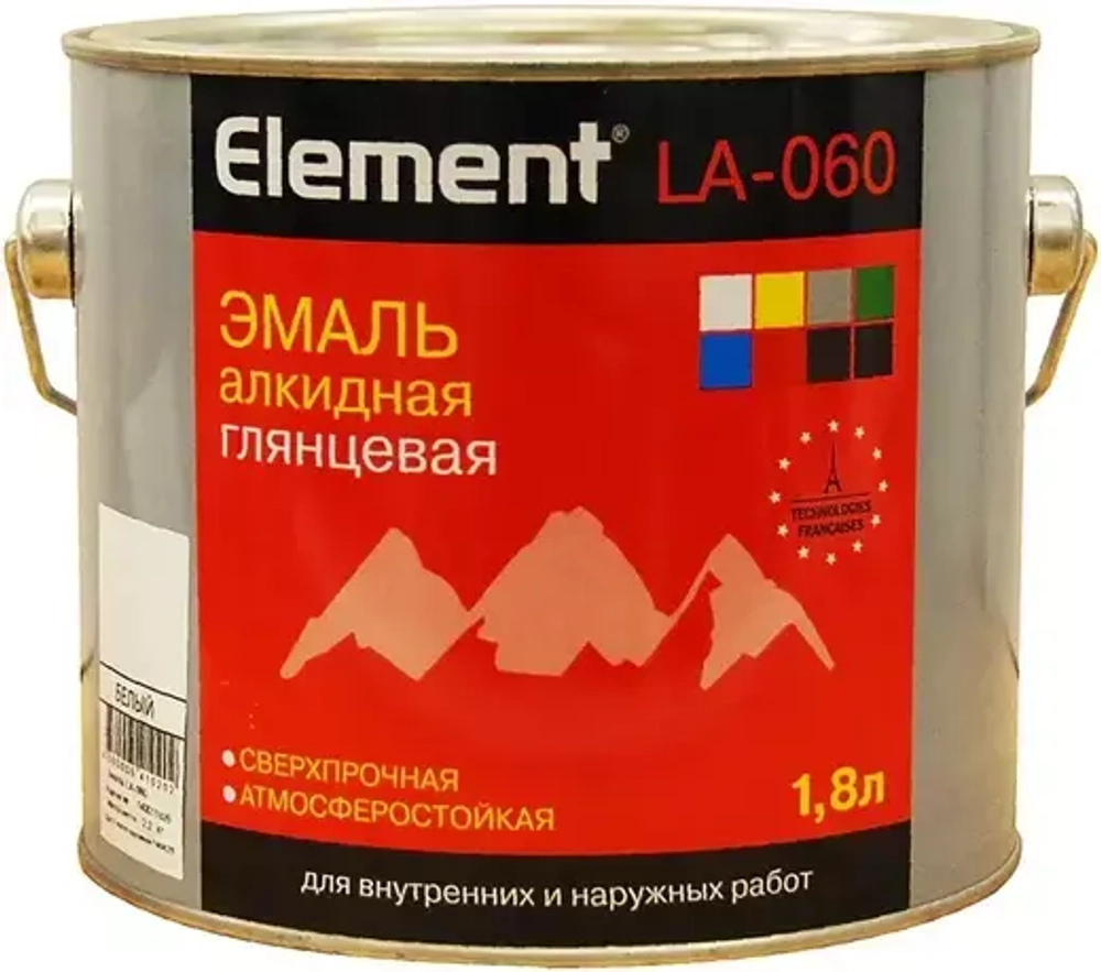 Эмаль Alpa Element LA-060 алкидная глянцевая белая 1,8л