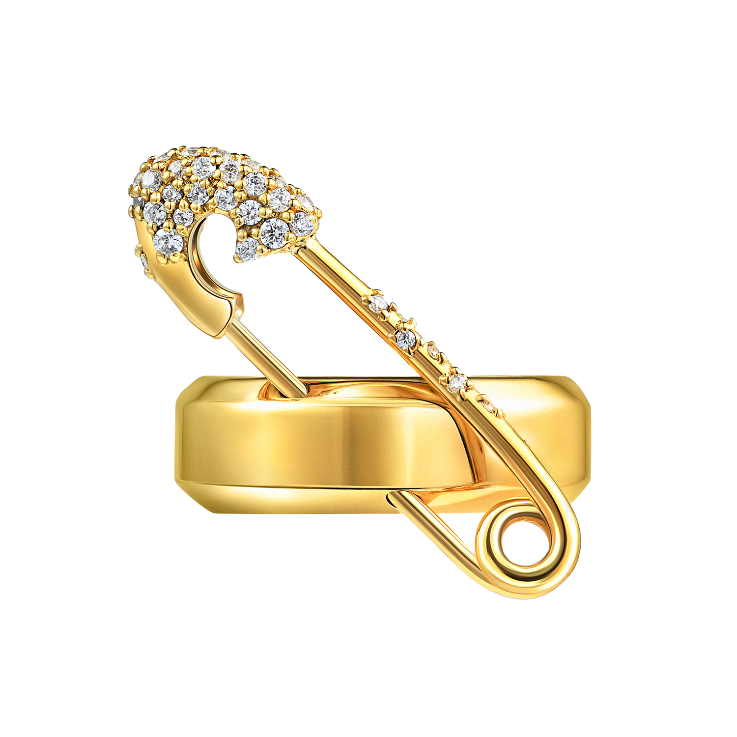 Кольцо Crystal Pin Ring - Gold