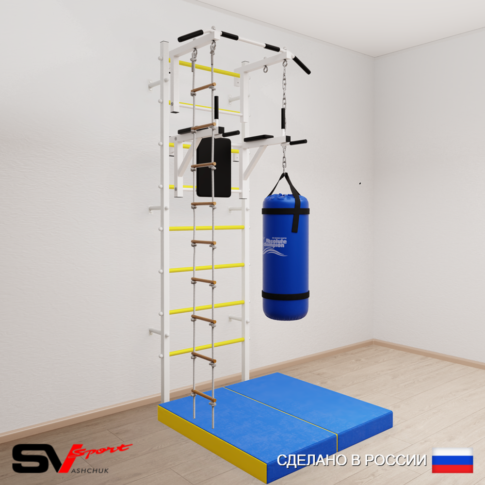 Шведская стенка Sv Sport 5725 (Турник стандарт/Брусья/Лестница/Цепь/Мешок 15кг/Мат 1м)