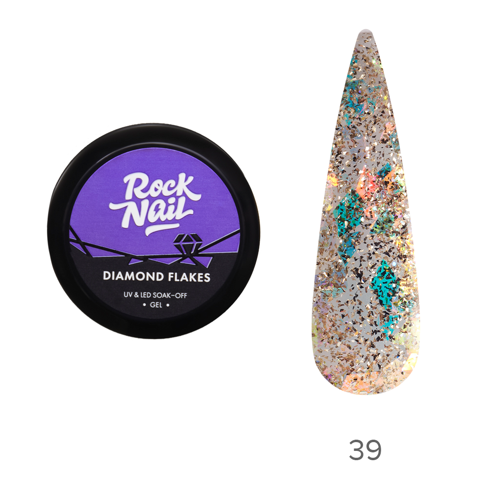 RockNail Гель-краска Diamond Flakes 39 Make Me Rich, 5г