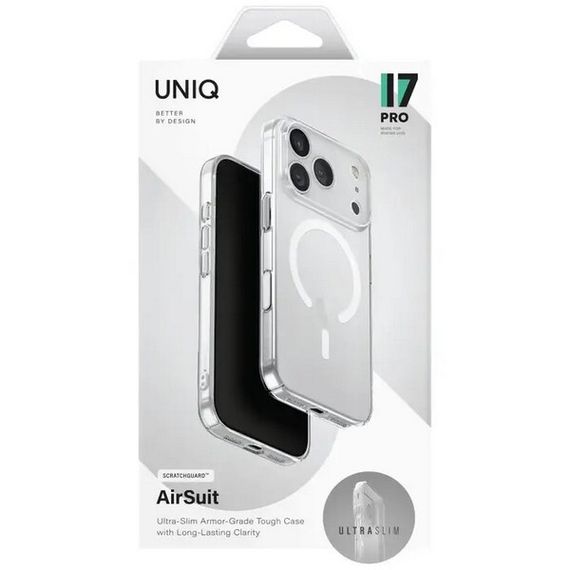 Чехол Uniq AirSuit MagSafe для iPhone 17 Pro Glossy Clear/White (IP6.3P(2025)-ASMGCLRW)