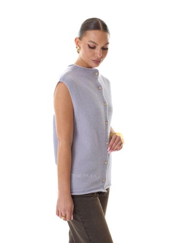 Лиловый шерстяной жилет на пуговицах