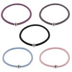 Резинки для волос НАБОР 5 шт., 0,3х14 см, с бусинкой, чёрный, фиолетовый, бежевый, MONTE VITA, 457042