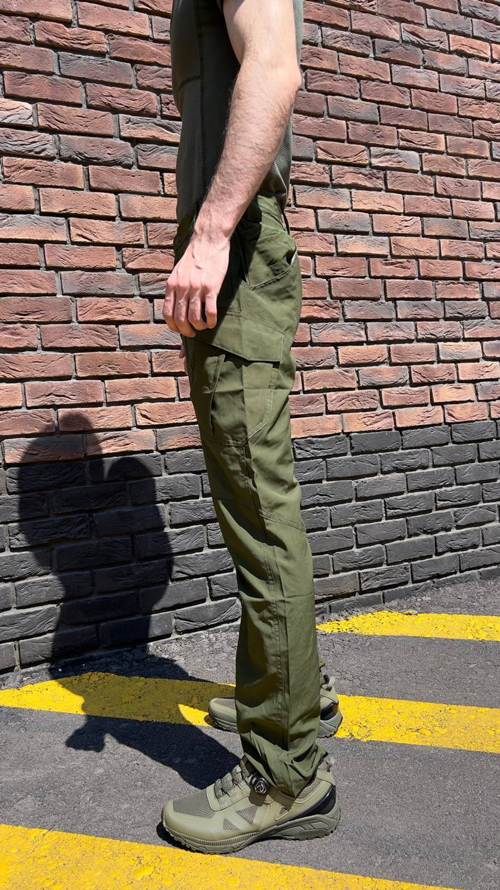 Брюки олива эластан