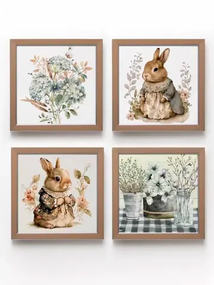 Картины на стену интерьерные на холсте 4 шт, 23*23 см