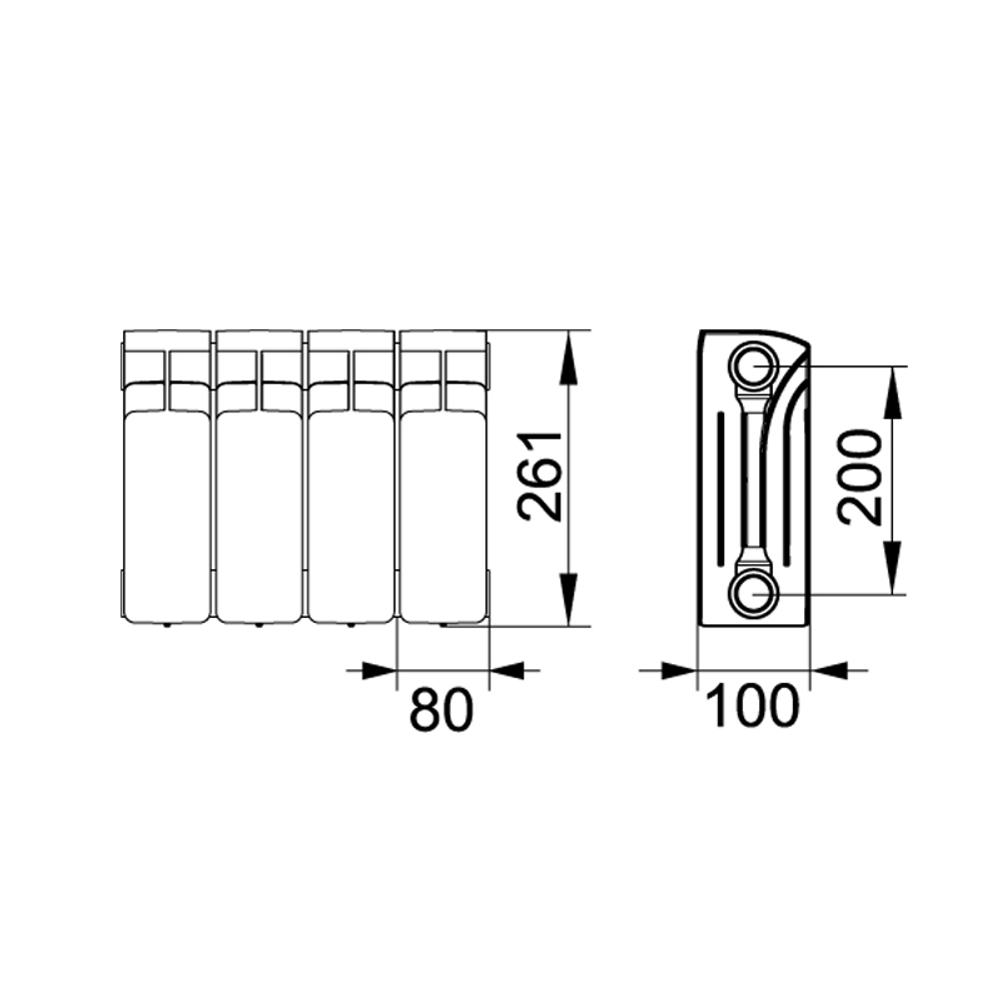 Радиатор биметаллический Rifar Base 200 8 секции (800 Вт)