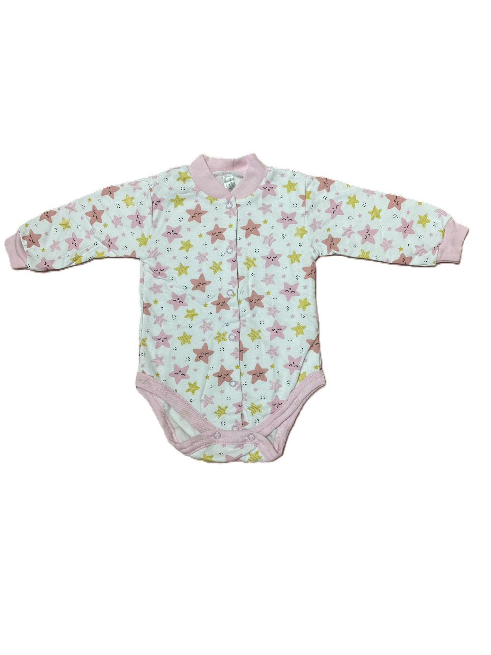 Боди с длинным рукавом на кнопках из футера (100% хлопок с начесом) на рост 74 см