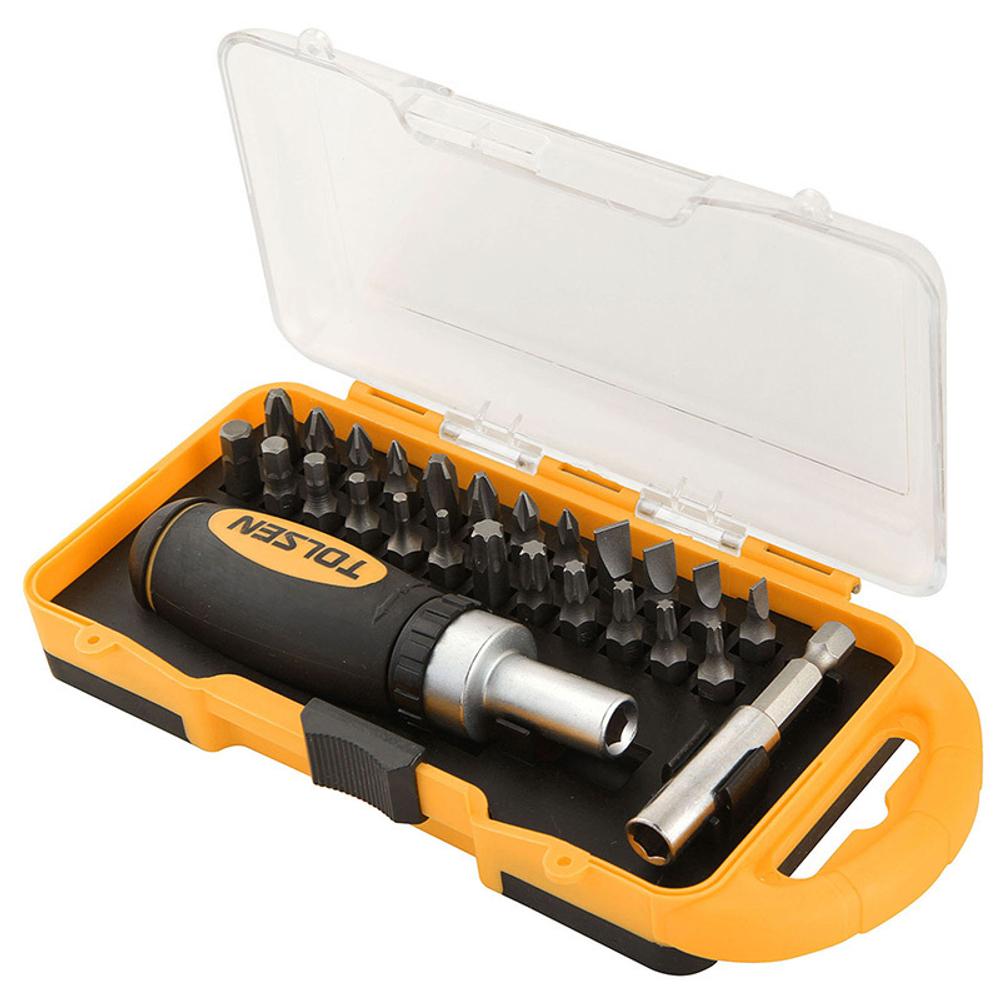TOLSEN (TT20034) Набор вставок (бит) 1/4", PH, PZ, Hex, Torx, Slotted, 26 предметов