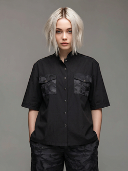 Рубашка для парикмахера Виктория с накладными карманами