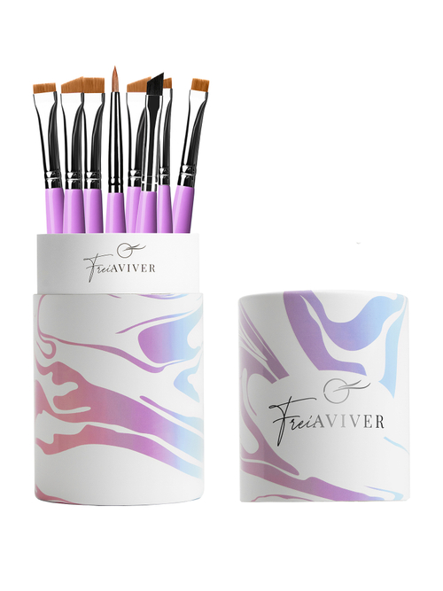 FreiAVIVER Набор кистей для бровей и ресниц в тубе (8шт), сиреневый