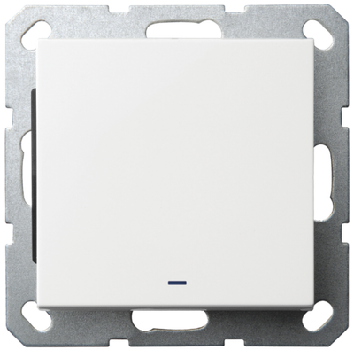 Выключатель одноклавишный со светодиодом 10A 250V~ с накладкой, цвет белый глянцевый