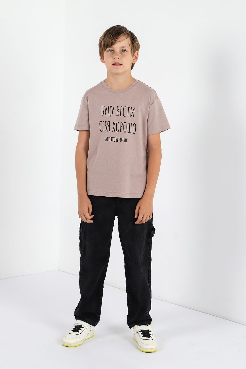 Фуфайка (футболка) для мальчика Кэш-2 Виотекс БЕЖЕВЫЙ