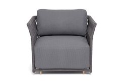 "Лугано" кресло плетеное из роупа, каркас алюминий темно-серый (RAL7024) муар, роуп темно-серый круглый, ткань темно-серая YB25-0027