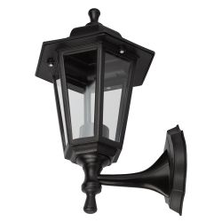 Садово-парковый светильник ЭРА НБУ 06-60-001 черный 6 гранный настенный IP44 Е27 max60Вт | Садово-парковые светильники