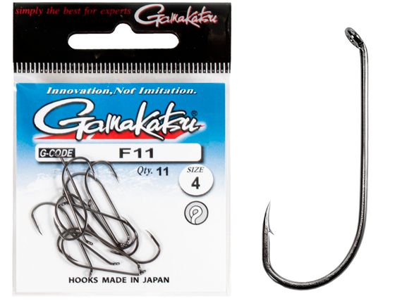 Крючки Gamakatsu F11 NEW LABEL HOOKS BLACK разм. 04 11шт.