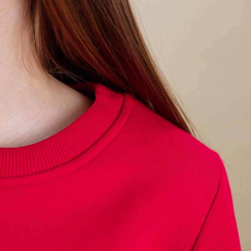 СВИТШОТ ЖЕНСКИЙ, ФУТЕР 300, 80%Х/Б, 20%ПЭ, Красный ПРЕМИУМ, M-301_44 (S)