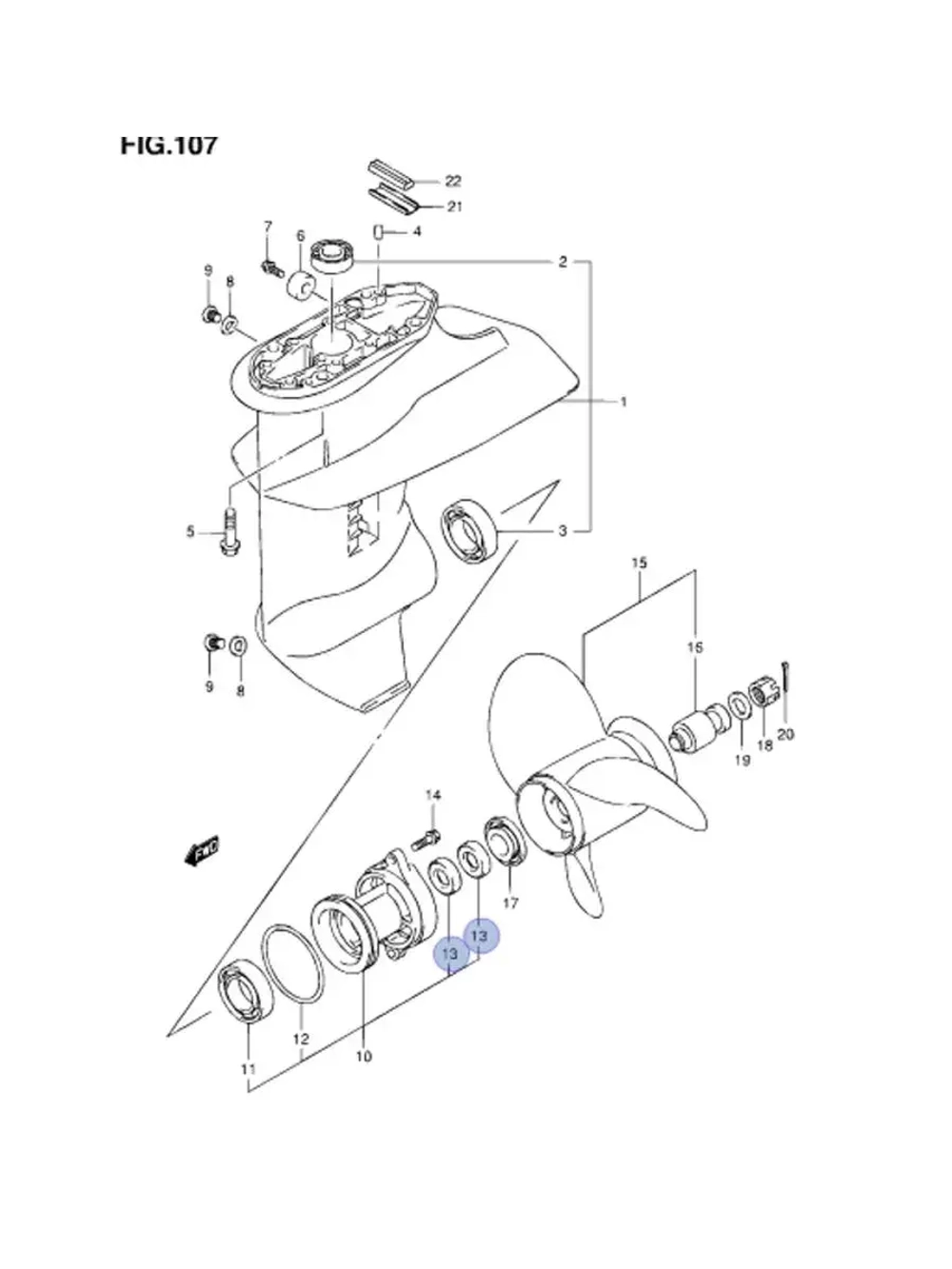 Сальник редуктора для лодочных моторов DF8,9.9,15,20