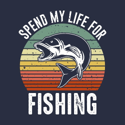 принт рыбака Spend my life for fishing темно-синий