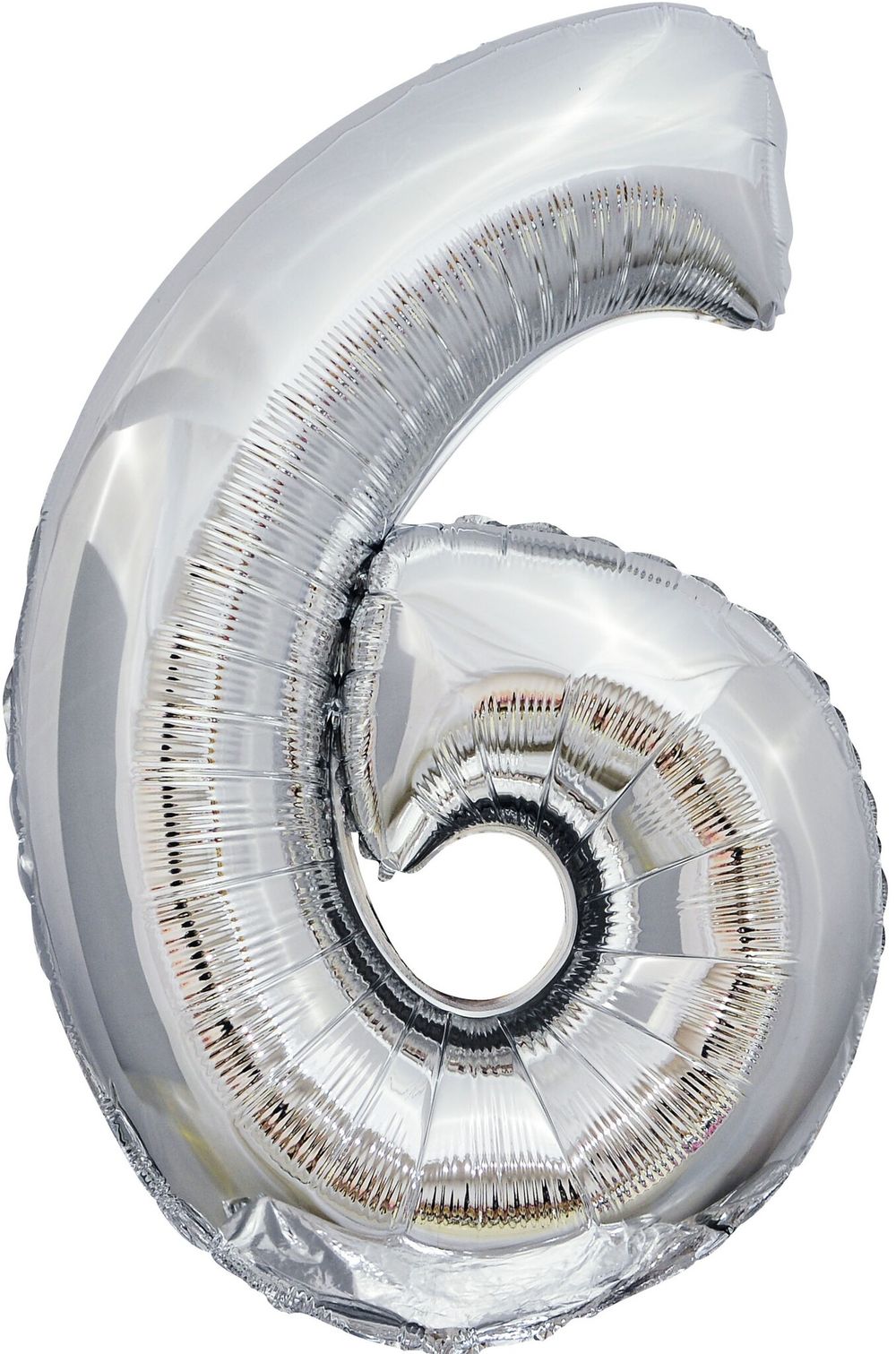 Шар (34"/86 см) Цифра, 6, ЭКО, Серебро, в упаковке 1 шт.