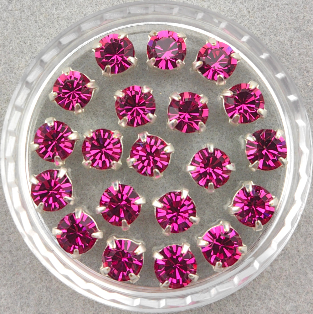 Шатоны Preciosa MAXIMA в оправах, Fuchsia/Silver