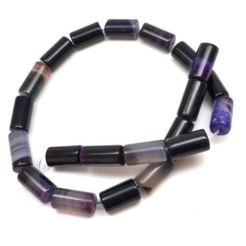 Агат фиолетовый 14х8 мм, бусины - цилиндры