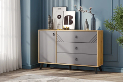 Комод 3 ящика со створкой «Байкал» Графит