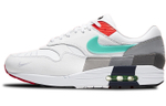 Nike Air Max 1 Mandarin duck style sports comfortable anti-fur patent leather first layer cowhide TPU shock absorption non-slip wear-resistant wrapping support low-top air cushion casual running shoes for men and women the same style white gray red