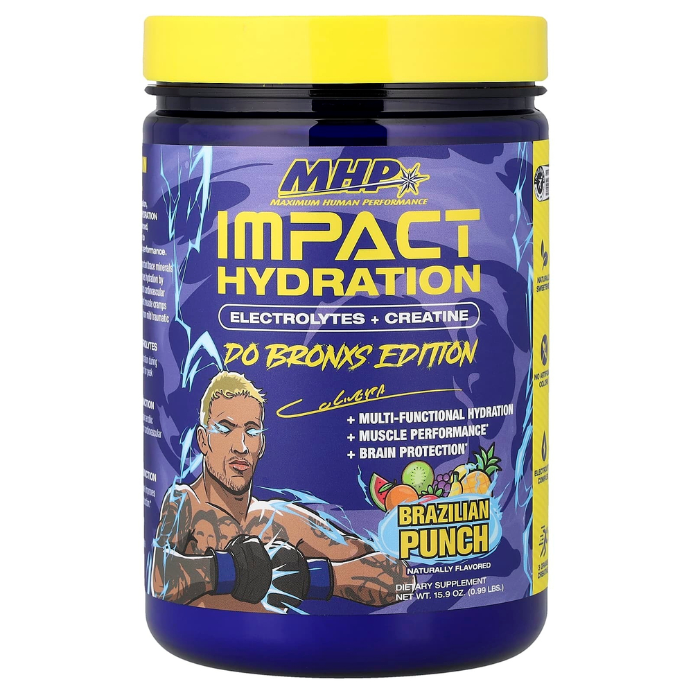 MHP, Impact Hydration, электролиты и креатин, бразильский пунш, 15,9 унции (0,99 фунта)