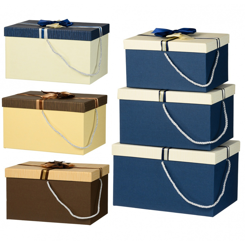 Подарочная коробка Basir 3 в 1, прямоугольные с крышкой, размер 29*21*16.5/26*19*14.5/23*17*12.5 см,с цветной крышкой ассорти