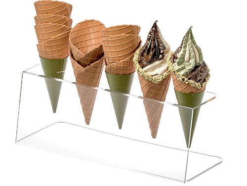 Подставка прозрачная наклонная для мороженого в рожках 5 ячеек