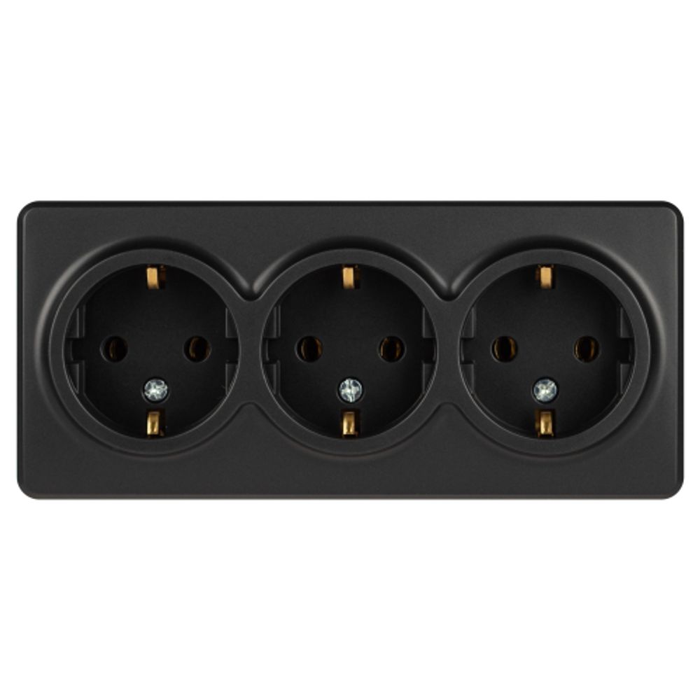 Розетка ЭРА Эксперт 11-2208-05 тройная с заземлением 3х2P+E Schuko IP20 16A-250В ОУ антрацит
