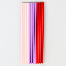 Трубочки бумажные розовый сиреневый красный 20см 12 шт.