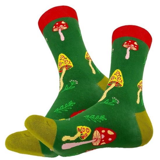 Носки "Галлюциногенная поляна. Мухоморы", р-р  38-44 (яркий зеленый)