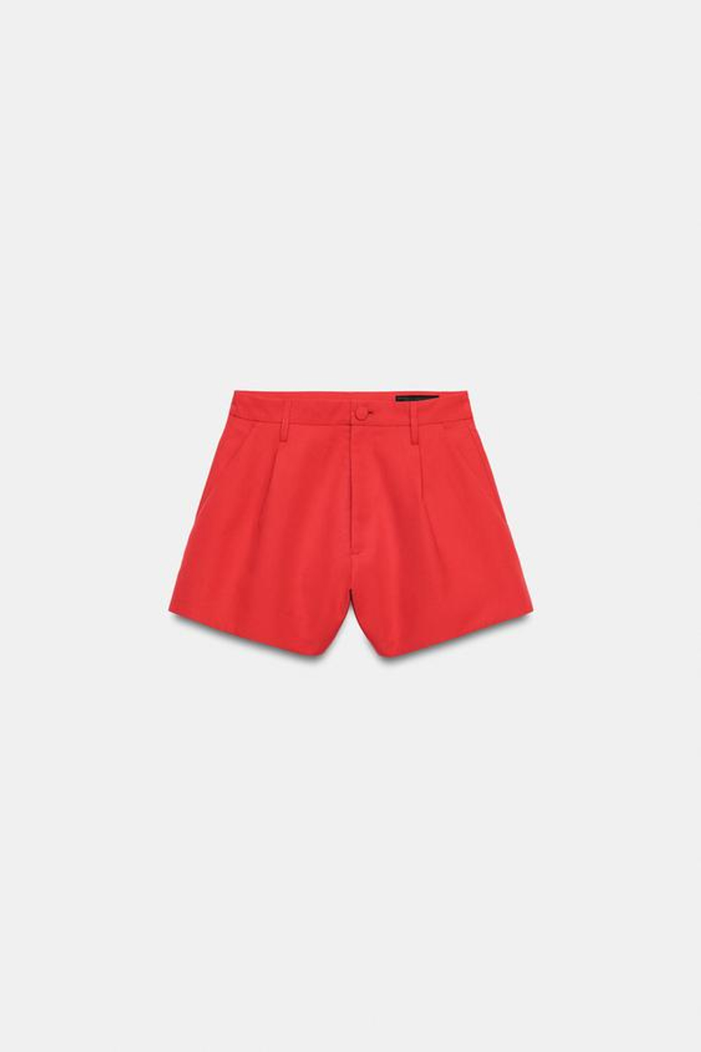 ZARA ШОРТЫ С ЗАЩИПАМИ — ZW COLLECTION, НАСЫЩЕННЫЙ КРАСНЫЙ