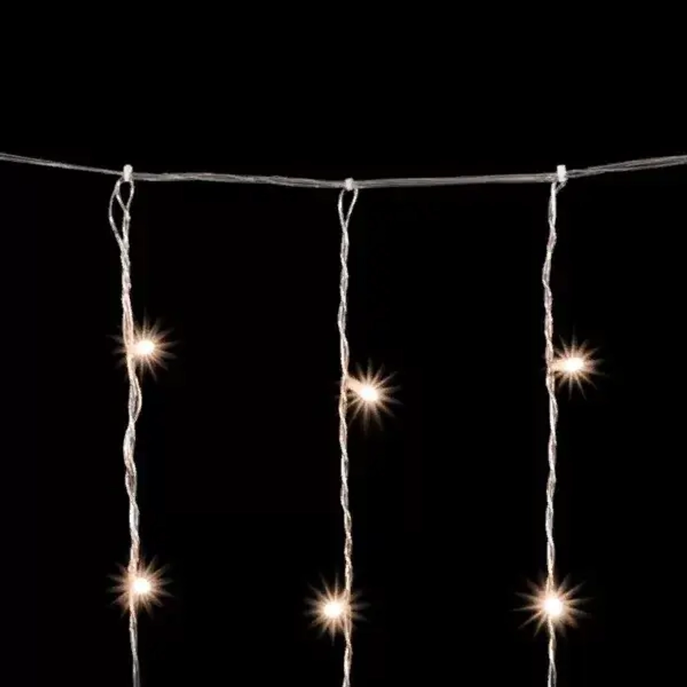 Светодиодный занавес 2*2 м., 400 теплых белых LED ламп, облегченный, прозрачный провод ПВХ, LTC (PCL400NOT-10-2WW)