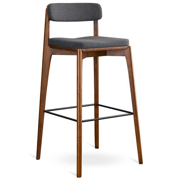 Барный стул Aska, 79 см, орех, темно-серая рогожка