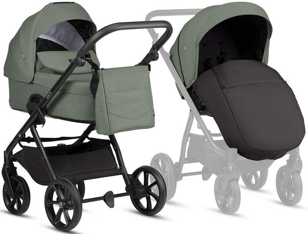 Детская коляска Tutis Leo 3 Plus 3 в 1 с автокреслом Beno Black 15822039 Sage