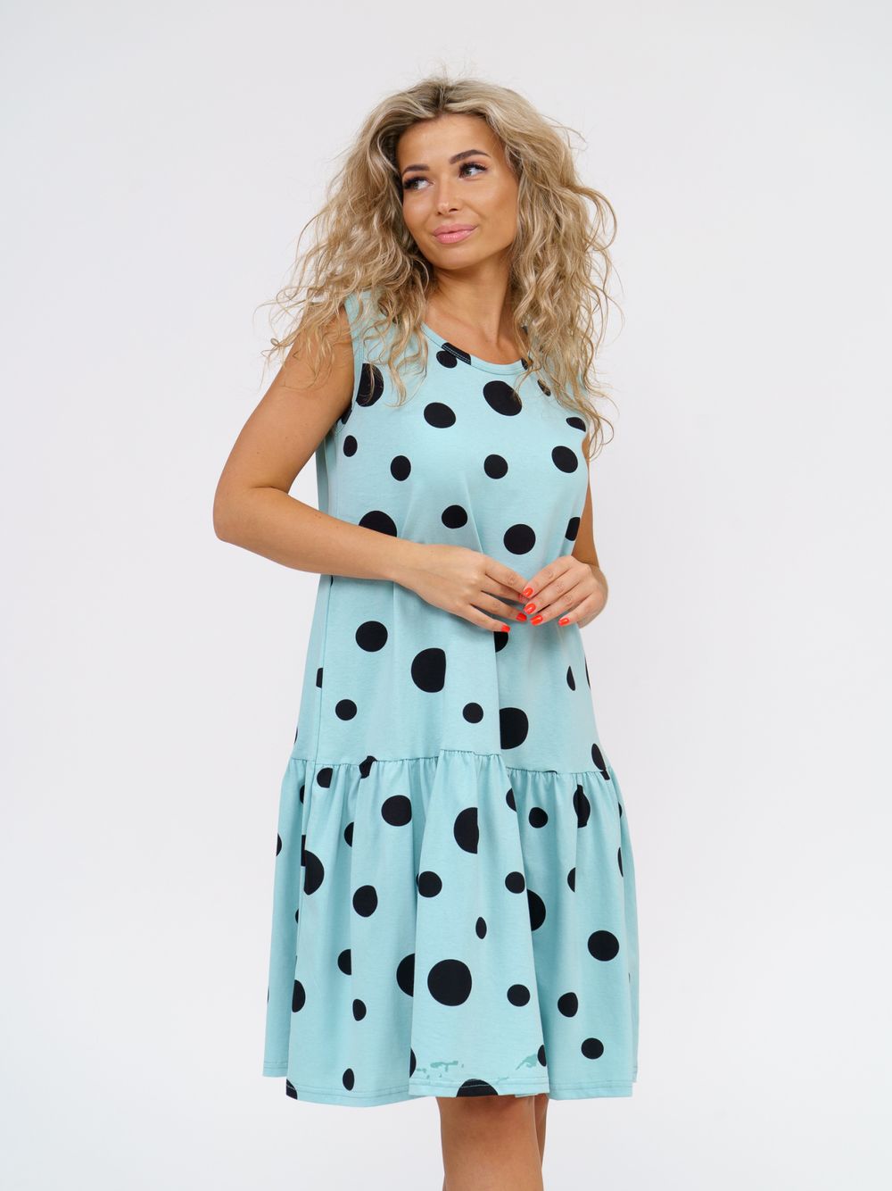 914 Сарафан "Горох/дымчато-голубой" SveTekst (Акция)