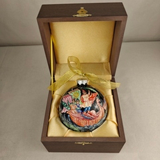 Шар новогодний (круговая роспись Палех) Летучий корабль в футляре