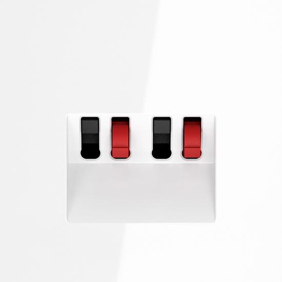 Розетка акустическая встраиваемая VOLTUM S70 4-местная, (белый глянцевый)