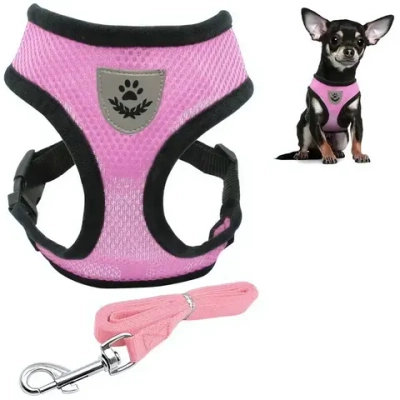 Шлейка с поводком 118см «Sweet puppy» размер S, цвет розовый