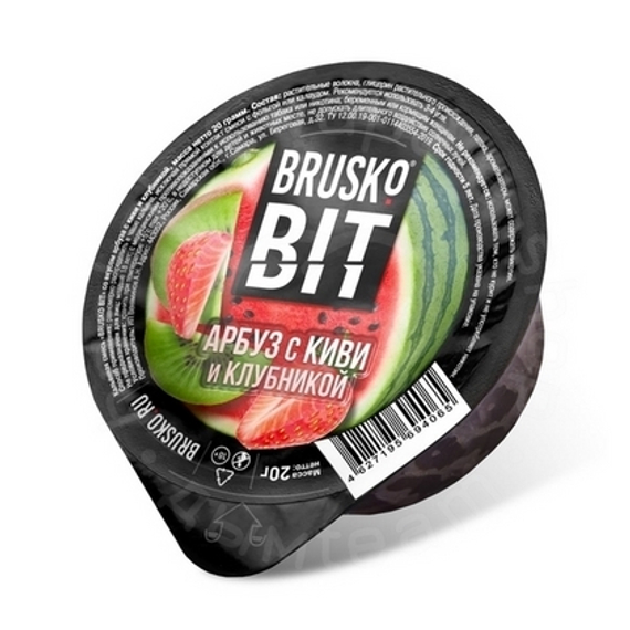 Бестабачная смесь для кальяна BRUSKO BIT, 20 г, Арбуз c киви и клубникой