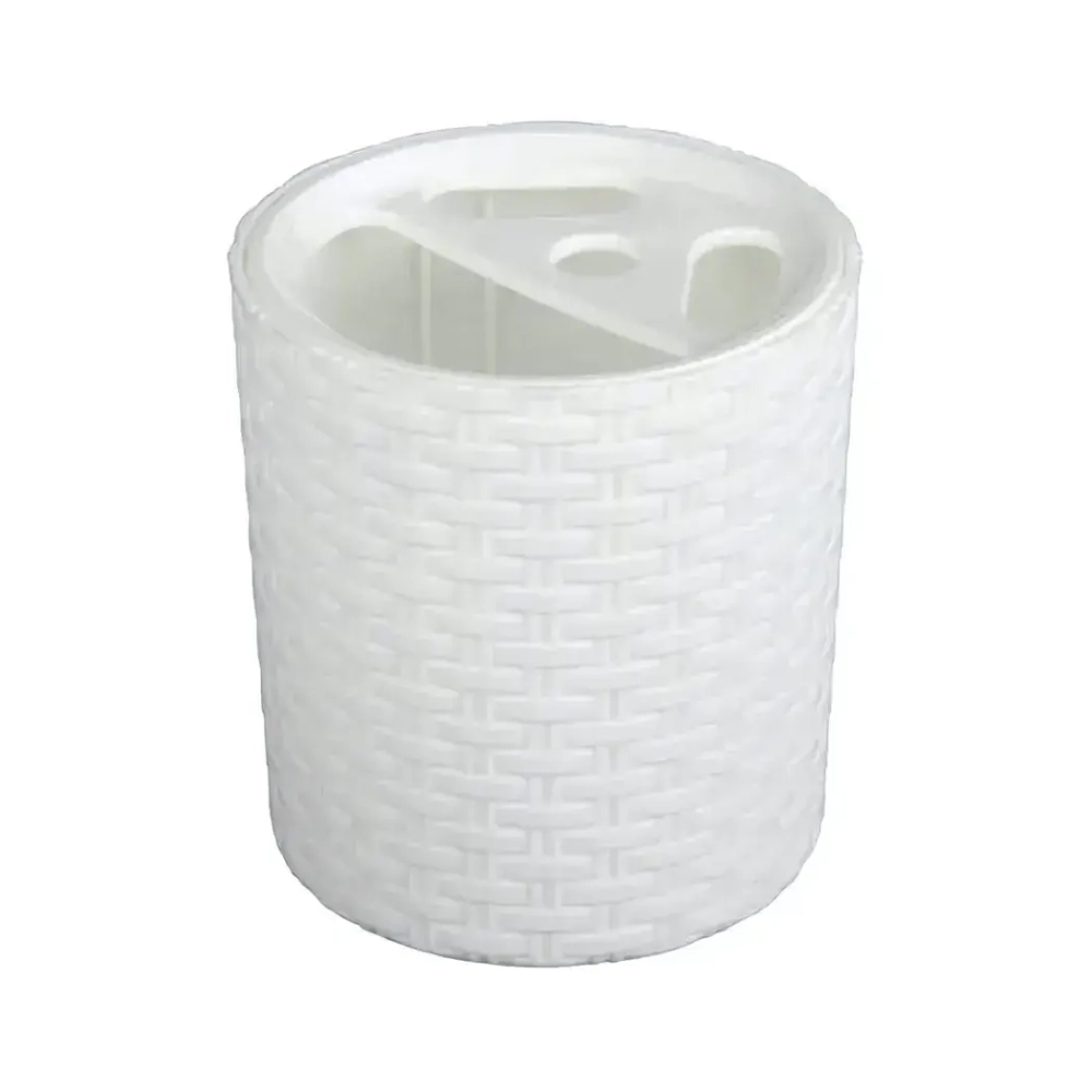 Подставка для зубных щеток Плетёнка декор белая