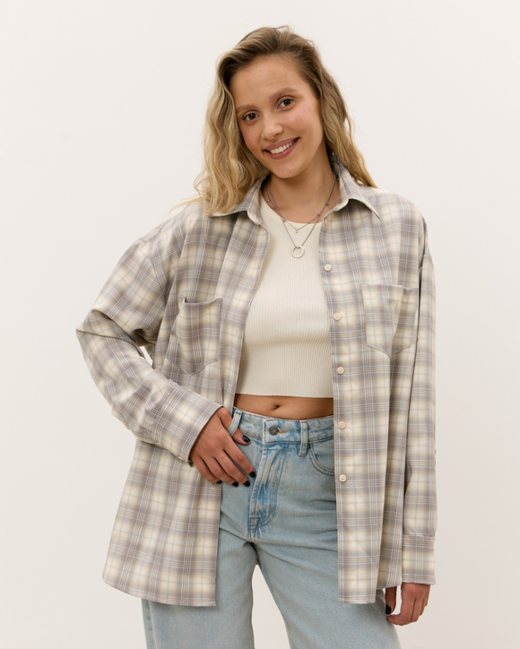 Рубашка 07, серо-бежевая